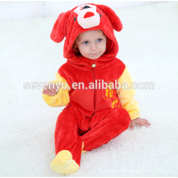 Bébé doux flanelle barboteuse Animal Onesie pyjamas costumes costume, vêtements de couchage, tissu rouge mignon, serviette à capuchon pour bébé